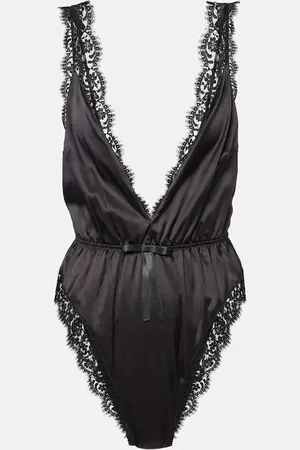 Dolce & Gabbana Lace-trimmed silk-blend satin bodysuit