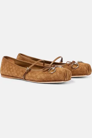 Gucci Horsebit GG suede ballet flats