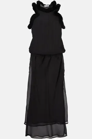 The Attico Faux fur-trimmed midi dress