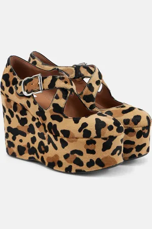 Alaïa AlaÃ¯a Criss Cross leopard-print calf hair wedges