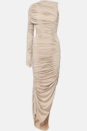 MUGLER Asymmetrical ruched maxi dress