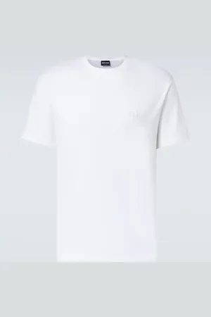 Giorgio Armani Logo embroidered cotton jersey T-shirt