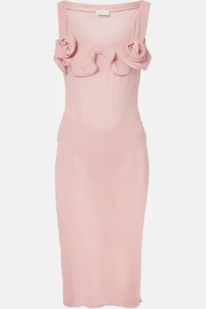 MAGDA BUTRYM Floral-appliquÃ© silk-blend bustier dress