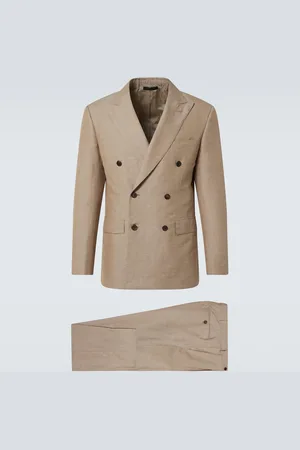BRIONI Double-breasted wool, linen, and silk suit