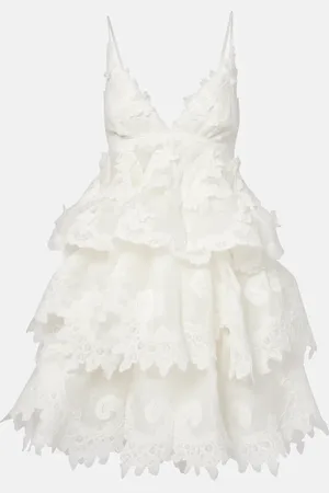 ZIMMERMANN Crush tiered linen and silk minidress