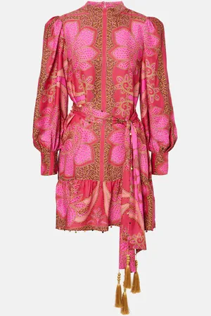 Farm Rio Floral Glam Scarf satin minidress