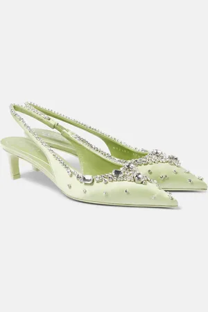 Gucci Crystal-embellished satin slingback pumps