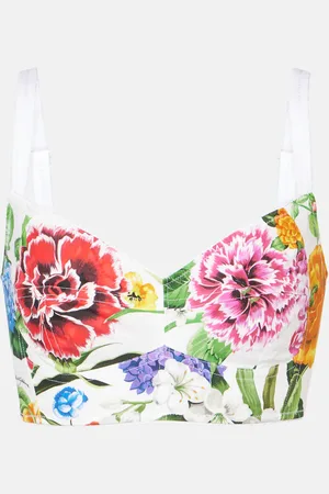 Dolce & Gabbana Floral cotton-blend poplin bra top