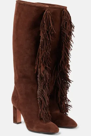 Aquazzura Gytane 85 fringed suede knee-high boots