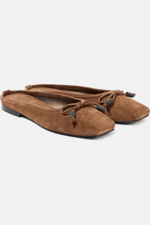 Brunello Cucinelli Monili bow-detail suede mules