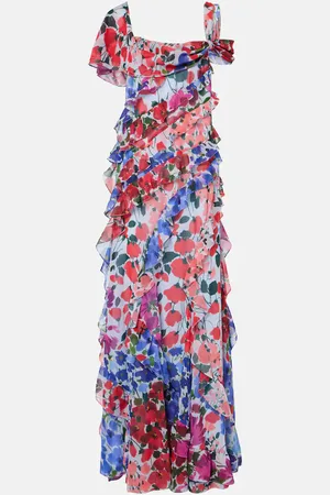 Carolina Herrera Floral ruffled chiffon gown