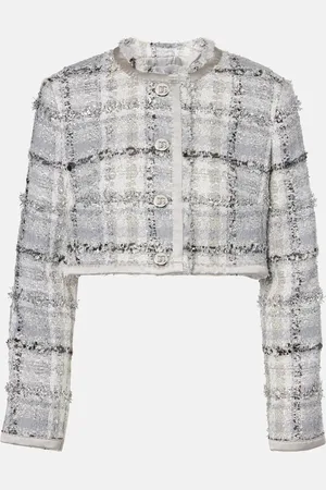 Dolce & Gabbana Checked cropped lamÃ© tweed jacket