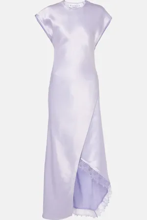 J.W.Anderson Asymmetric lace-trimmed satin midi dress