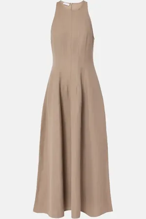 Brunello Cucinelli Pleated twill midi dress