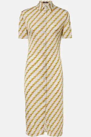 VERSACE Chain Stripe satin shirt dress