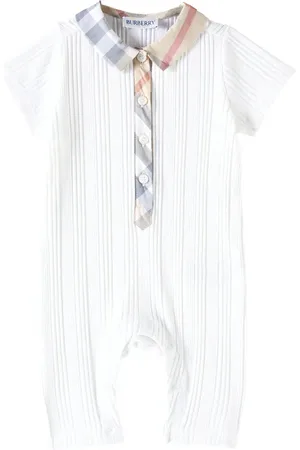 Burberry Baby ribbed-knit cotton-blend playsuit