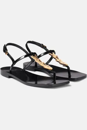 VERSACE V2025 Chain leather thong sandals