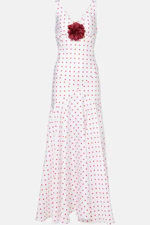 RODARTE Polka-dot floral-appliquÃ© silk twill gown