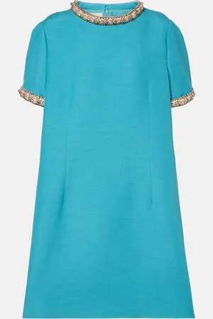 VALENTINO Wool and silk embellished cocktail dress