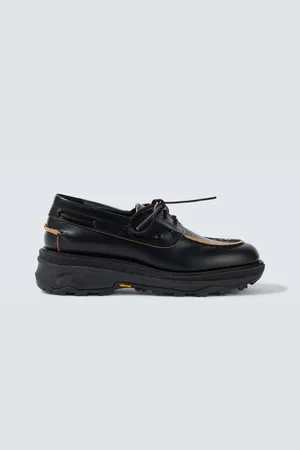 SACAI Leather platform boat shoes