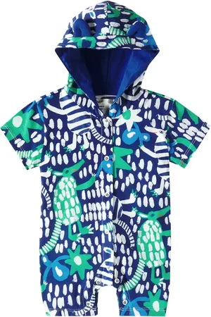 FÁBULA FÃ¡bula Baby printed hooded cotton jersey playsuit