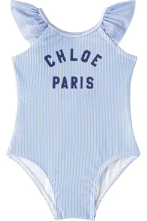Chloé ChloÃ© Kids Baby logo striped swimsuit