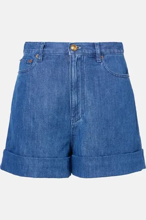 VALENTINO Cotton and linen denim shorts