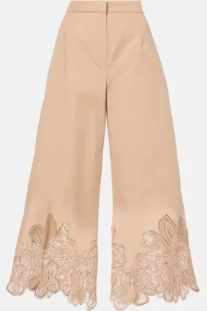 Elie saab Embroidered gabardine cropped wide-leg pants