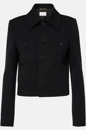 Saint Laurent Cropped wool-blend jersey jacket
