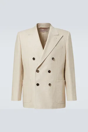 VALENTINO Double-breasted linen-blend blazer