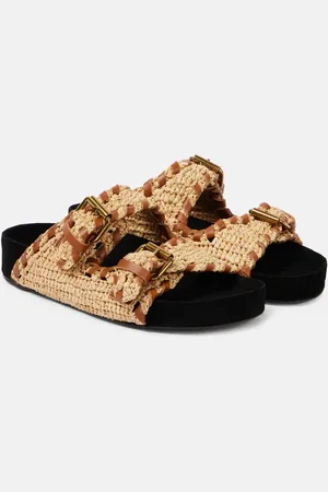 Isabel Marant Lennyo leather-trimmed raffia sandals