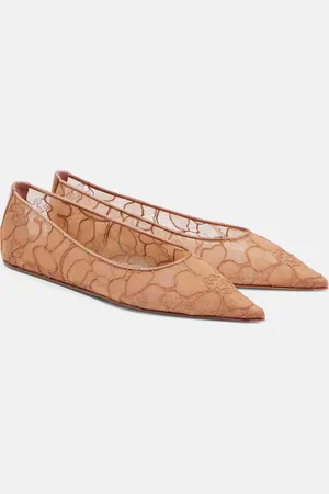 Amina Muaddi Barbara lace ballet flats