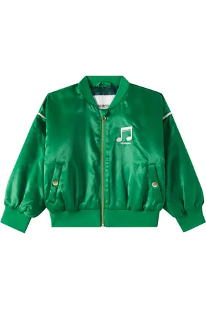Mini Rodini Note padded satin varsity jacket