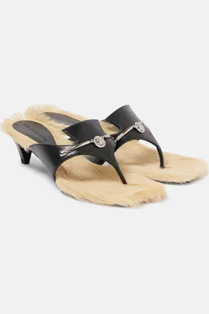 MAGDA BUTRYM Shearling-trimmed leather sandals