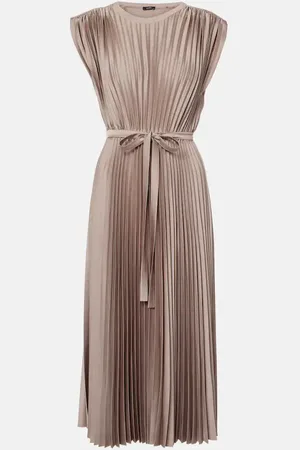 Joseph Volta belted plissÃ© satin midi dress
