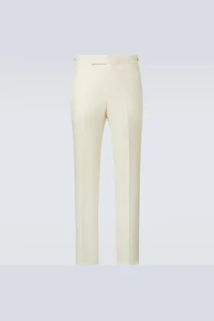 GABRIELA HEARST Flat Front wool, silk and linen suit pants