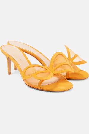 Gianvito Rossi Ilia suede-trimmed mesh mules