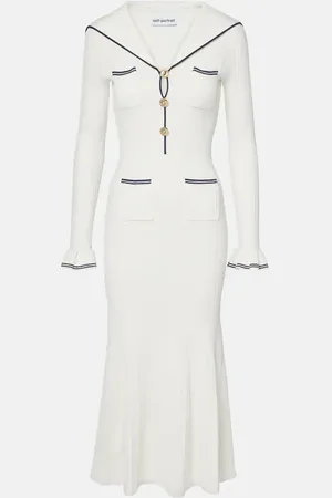 Self-Portrait Ribbed-knit midi dress