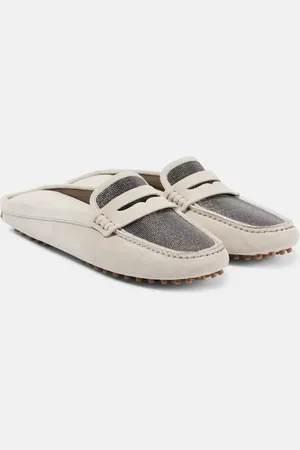 Brunello Cucinelli Monili suede driving mules