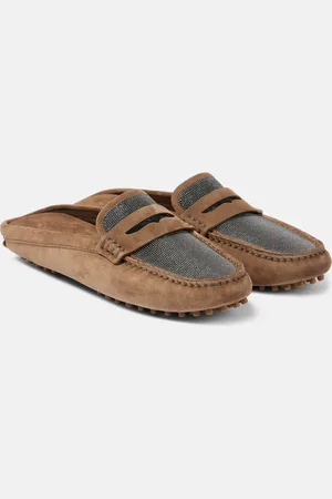 Brunello Cucinelli Monili suede driving mules