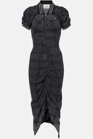 Vivienne Westwood Pulling gathered cotton piquÃ© midi dress