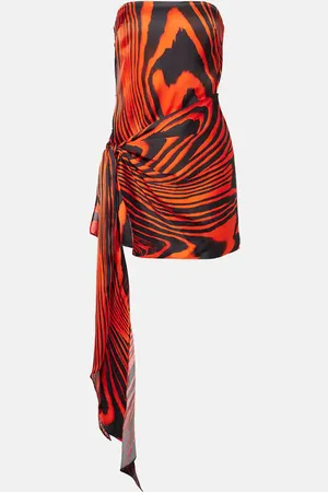 DAVID KOMA Zebra-print gathered bustier dress