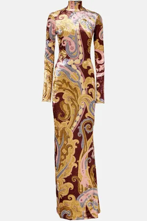Etro Paisley velvet turtleneck maxi dress
