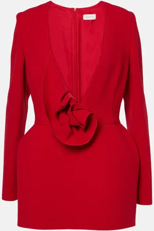 MAGDA BUTRYM Floral-appliquÃ© wool-blend minidress