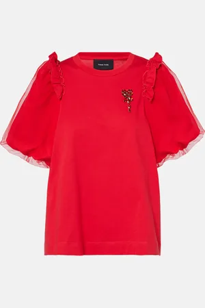 Simone Rocha Embellished tulle and jersey top