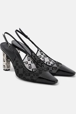 Givenchy G Cube leather-trimmed mesh slingback pumps