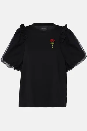 Simone Rocha Embellished tulle and jersey top