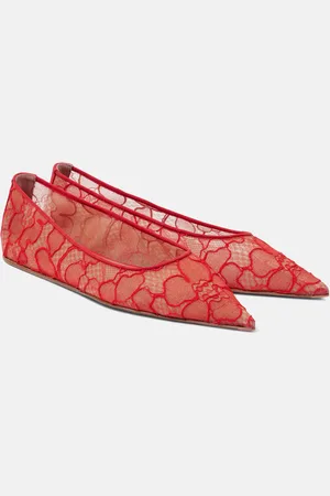 Amina Muaddi Barbara lace ballet flats