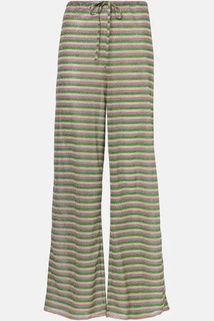 Oseree OsÃ©ree Striped high-rise lamÃ© wide-leg pants