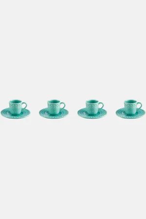 Bordallo Pinheiro Fantasia set of 4 espresso cups and saucers